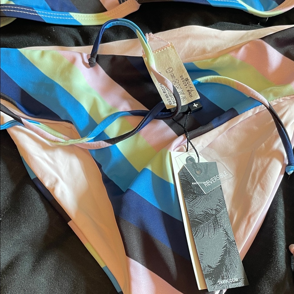 Tavik Vibrant Blue and Black Striped Bikini - Picture 2 of 2